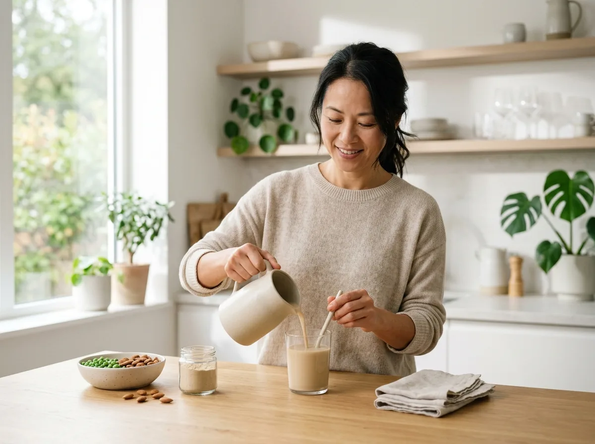 沖泡不含乳糖的植物性蛋白飲