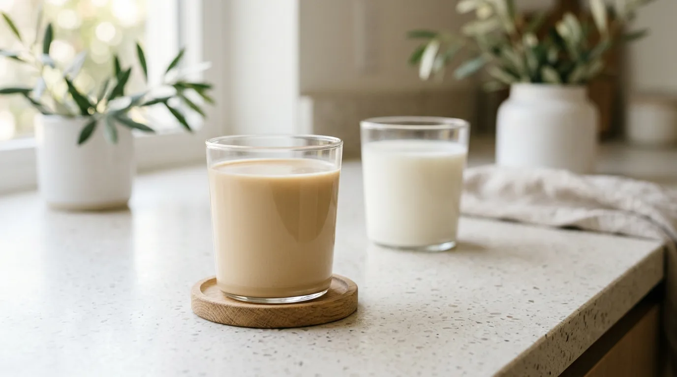 植物蛋白與乳清蛋白粉並排